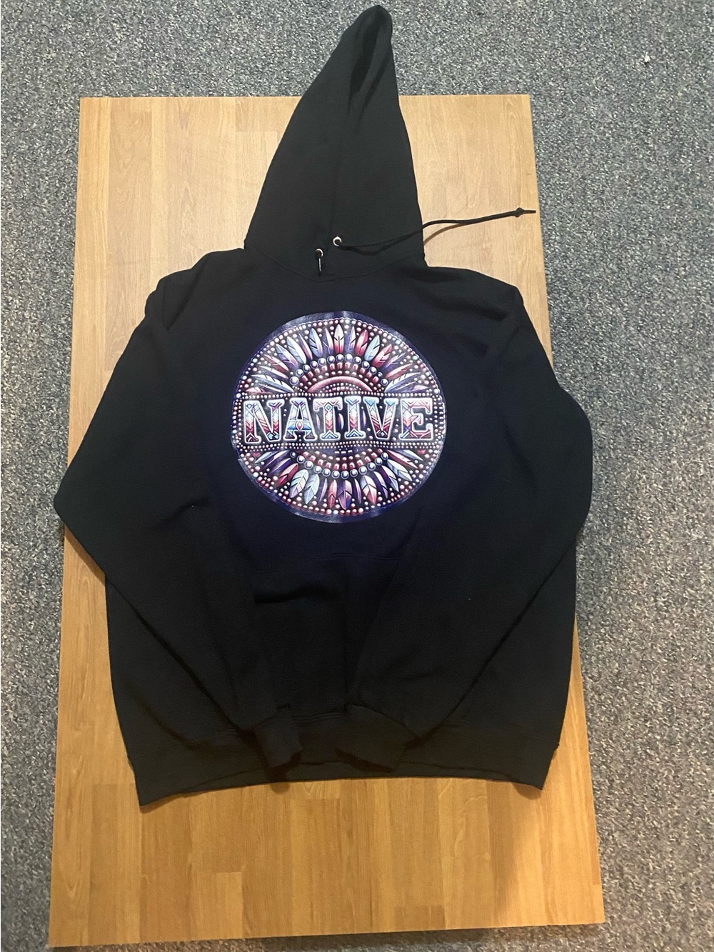 Native Graphic Black Hoodie Sweater